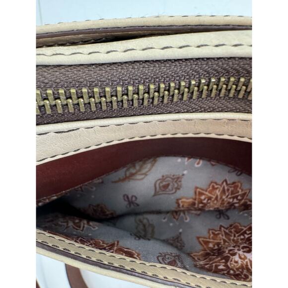Hard to Find HOBO Aviva Leather Crossbody Cream and Brown Purse - Picture 4 of 12